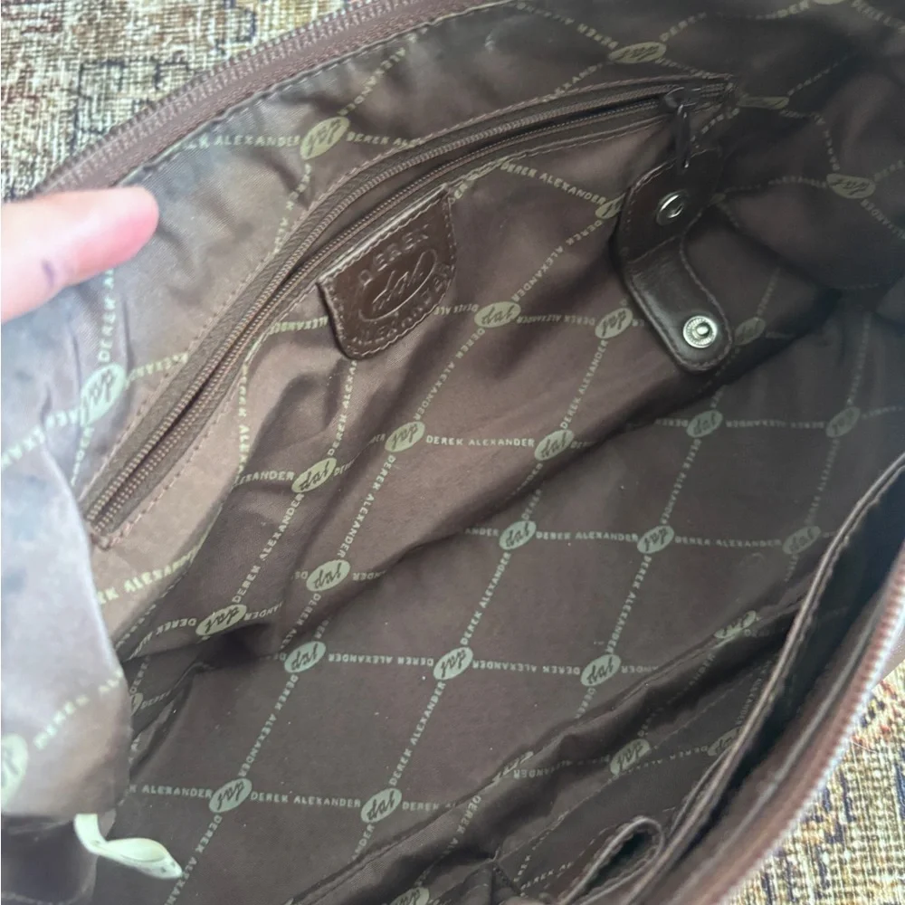 Derek Alexander Brown Leather Shoulder Bag Braided Handle - Picture 8 of 11